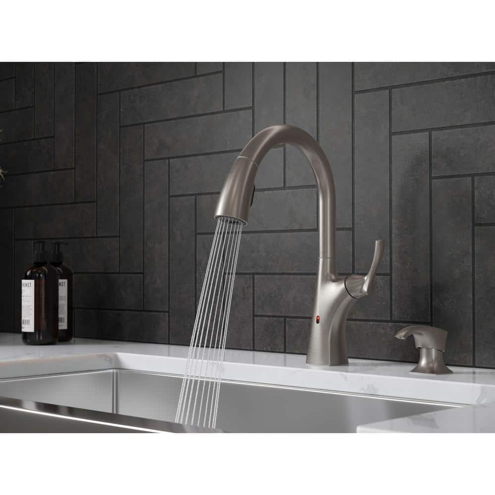 Spot Defense Stainless Steel Touchless Pull Down Kitchen Faucet with Soap Dispenser