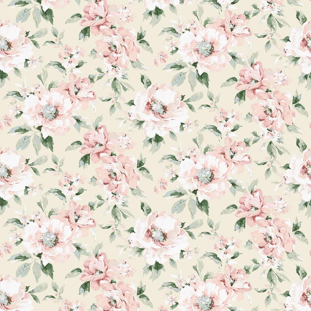 SURFACE STYLE Whispery Floral Petal Vinyl Peel and Stick Wallpaper Roll ...