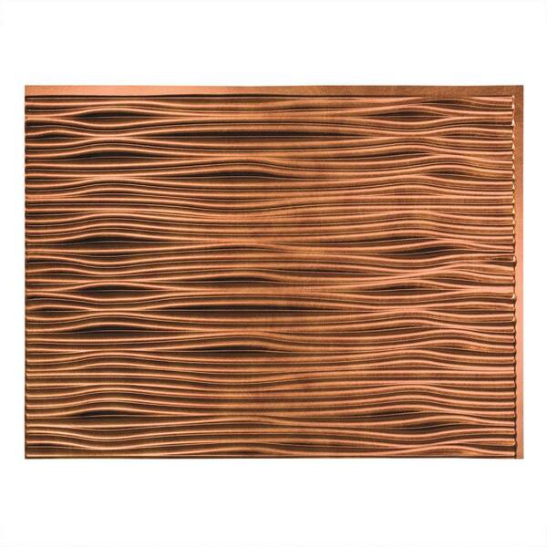 Fasade 18.25 in. x 24.25 in. Antique Bronze Waves PVC Decorative Tile Backsplash