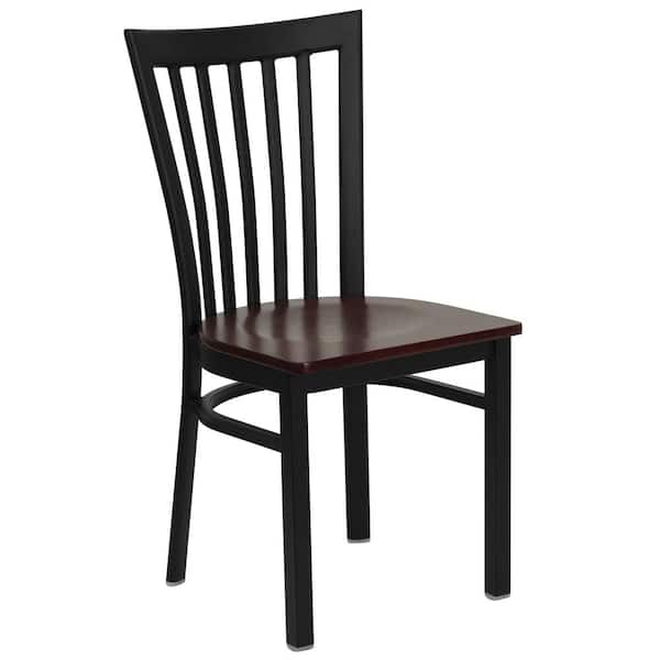 Hercules Series Stackable Wood Cross Back Chair with Cushion Mahogany
