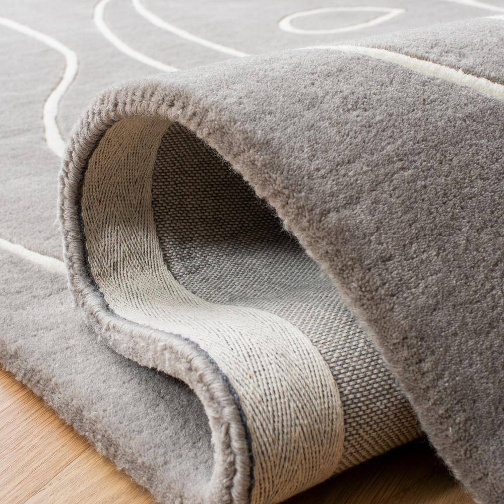 Handmade Art Deco Gray Wool 4' x 6' Tufted Area Rug