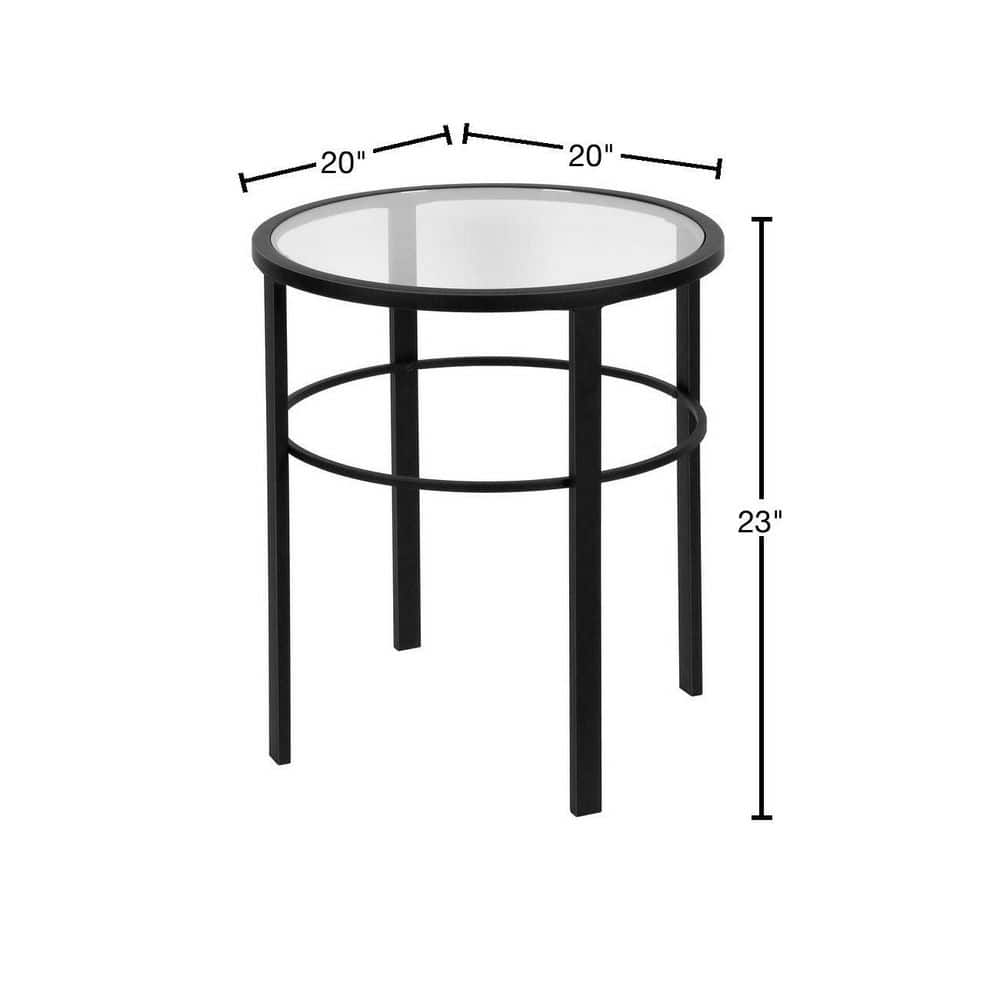 20" Blackened Bronze and Glass Round Side Table