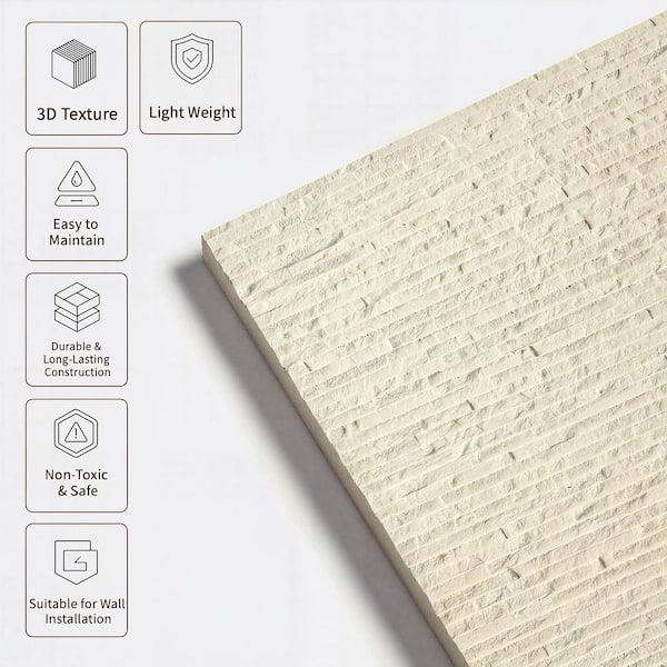180x300 ３枚　サイドウォール XRAMFY 0.14 in. x 2 ft. x 2 ft. Beige Composite 3D Texture Square
