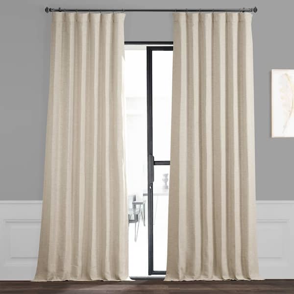 Exclusive Fabrics & Furnishings Oat Cream Rod Pocket Blackout Curtain - 50 in. W x 108 in. L (1 Panel)