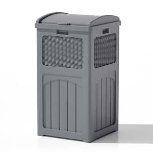 36 gal. Resin Outdoor Trash Can, Plastic Deck Box in Gray