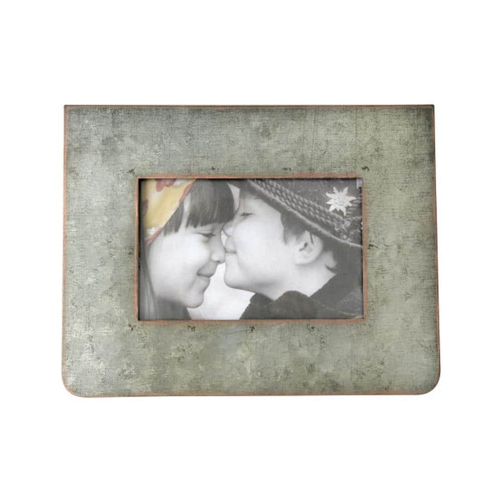 Galvanized Silver 2-Sided Standing Picture Frame