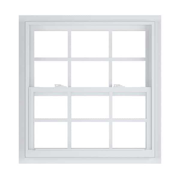 American Craftsman 32 in. x 36 in. 2300 Series Single Hung Fin Vinyl Window with Grilles - White