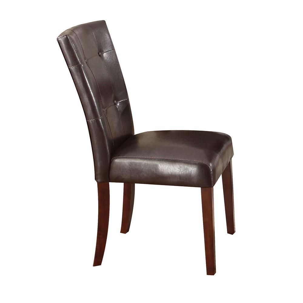 Set of 2 Brown Faux Leather Parsons Dining Chairs