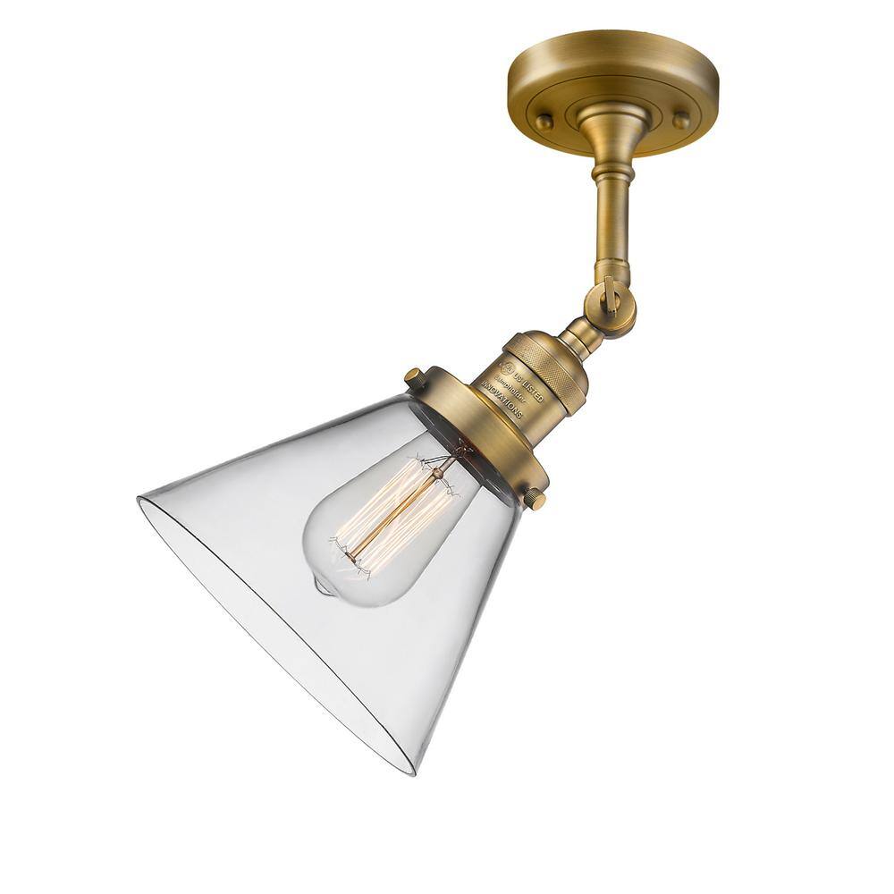 Brushed Brass Adjustable Cone Glass Shade Wall Sconce