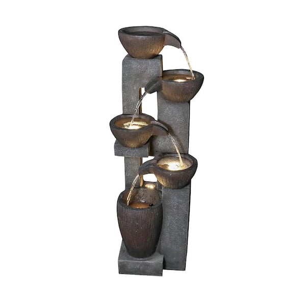 39 in. H Resin Outdoor Water Fountain Freestanding Fountains with LED ...