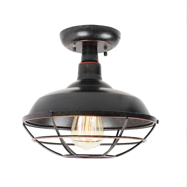 Unbranded Small 1-Light Oil Rubbed Bronze Outdoor Ceiling Light Semi-Flush Mount