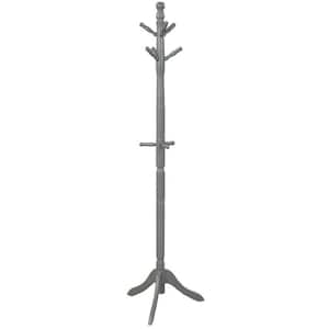 69 in. H Entryway Height Adjustable Coat Stand with 9 Hooks, Gray