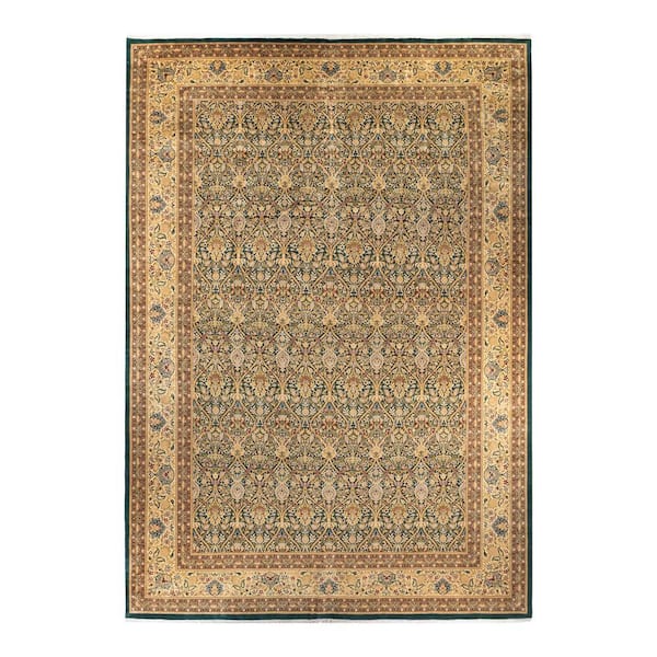 Mogul Handmade Green 18 ft. 0 in. x 12 ft. 2 in. Indoor Area Rug