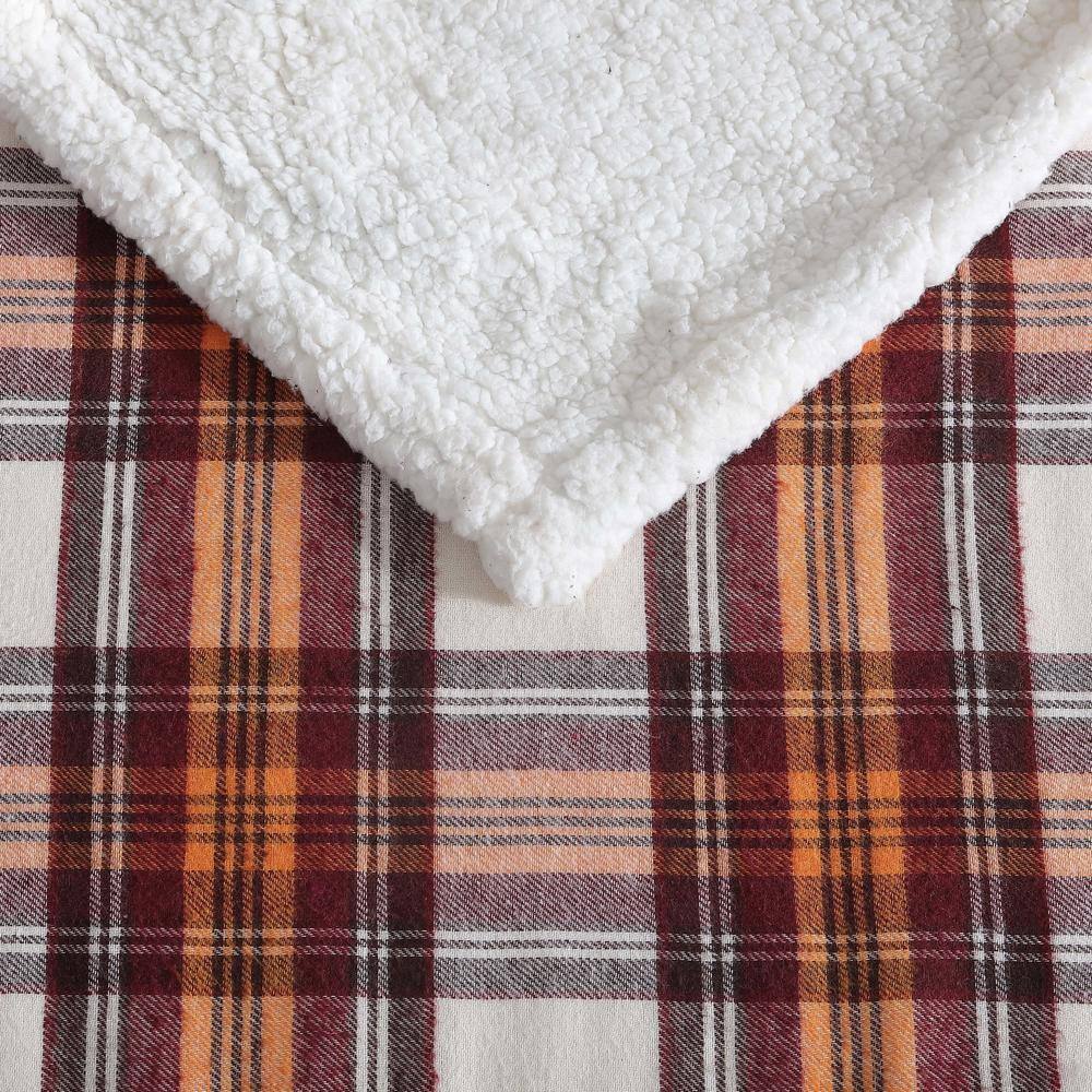 Cozy Cabin 50"x60" Red Plaid Sherpa Fleece Reversible Throw