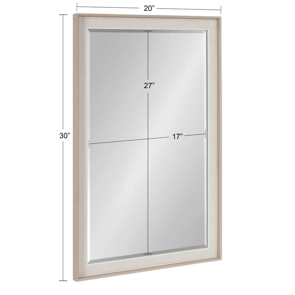 Kobert 20" x 30" Natural Linen Texture Rectangular Wall Mirror