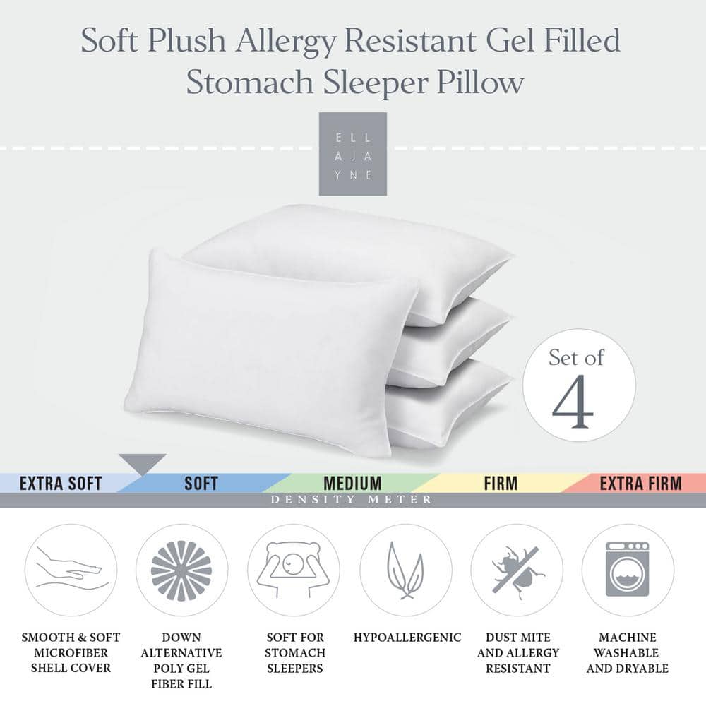 White Hypoallergenic Polyester King Pillows, Set of 4