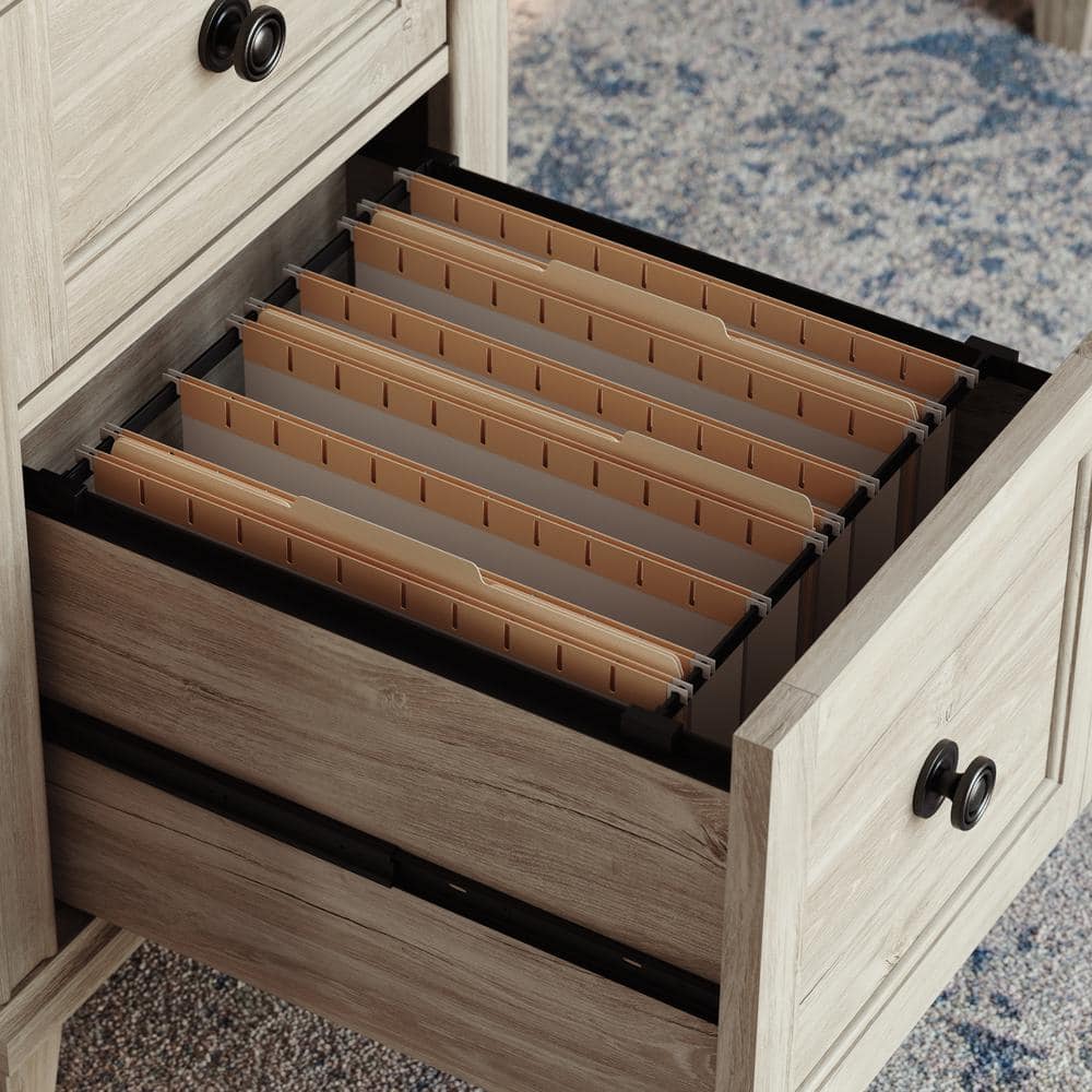 Chalk Oak Executive Desk with Drawers and Keyboard Tray