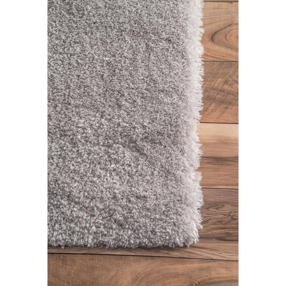 Silver Rectangular Synthetic Shag Rug, 3' 3" x 5'