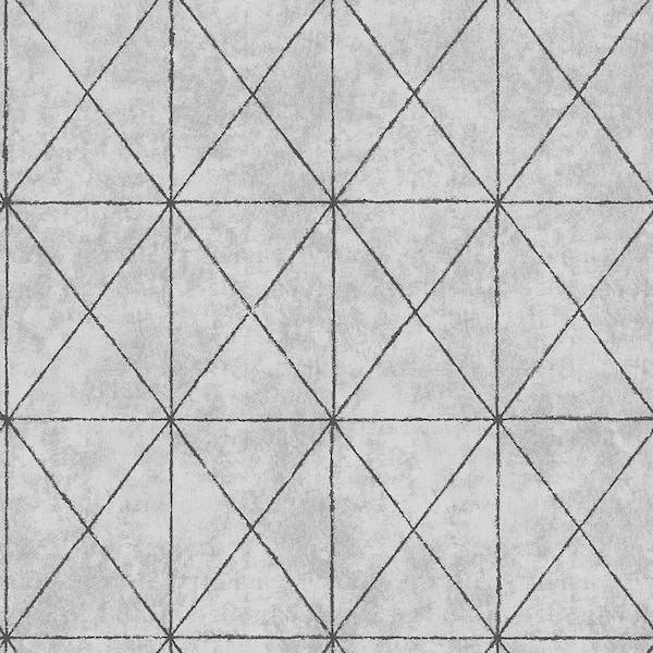 A-Street Prints Intersection Silver Geometric Silver Wallpaper Sample