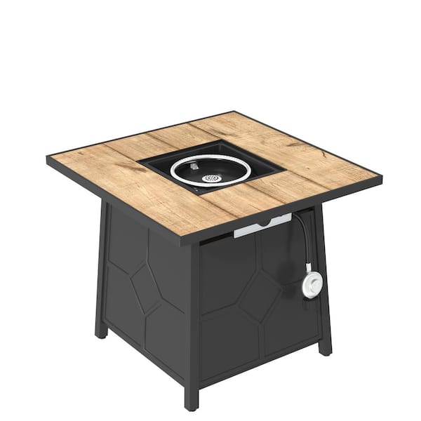 Mondawe 40,000 BTU 28 in. Steel Outdoor Gas Fire Pit Table Propane Gas Fire Pit with Weather Cover