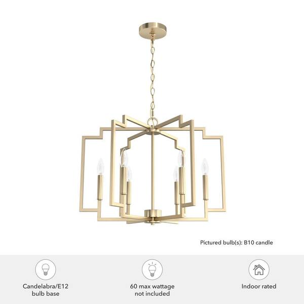 Hunter Zoanne 6-Light Satin Gold Modern/Contemporary Led Bare Bulb Chandelier