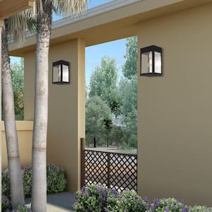 Lyncrest 13 in. 1-Light Black Outdoor Hardwired Wall Lantern Sconce with No Bulbs Included