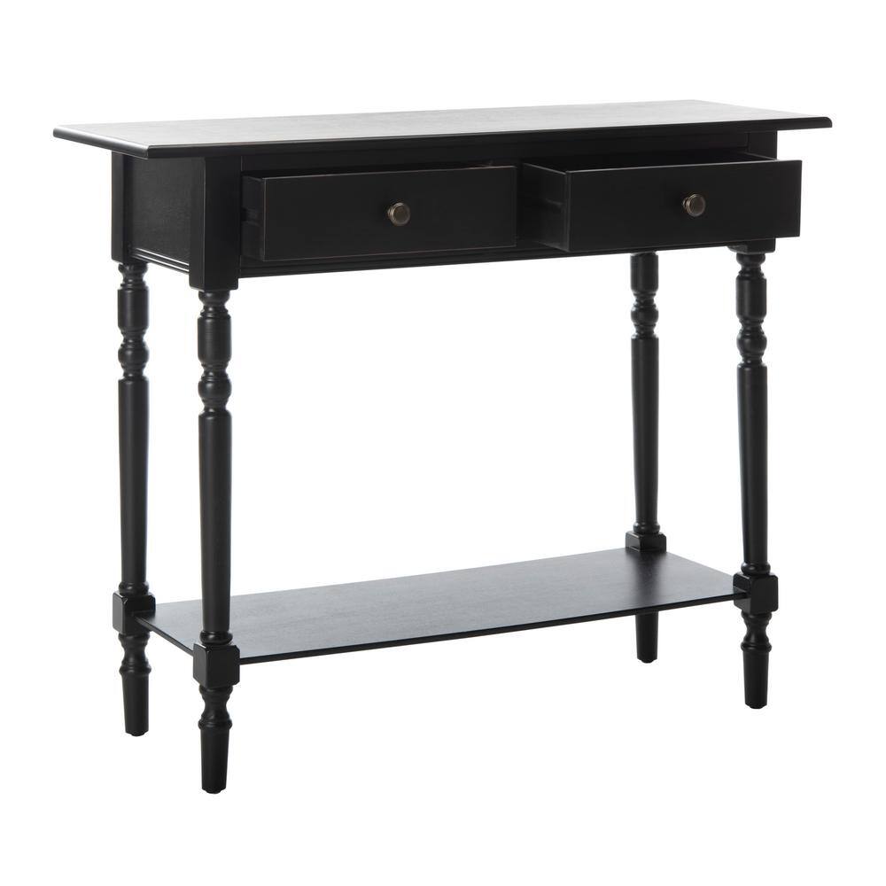 Transitional Gray Wood Console Table with Dual Storage Drawers