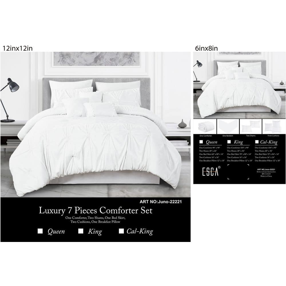 California King White Microfiber 7-Piece Comforter Set