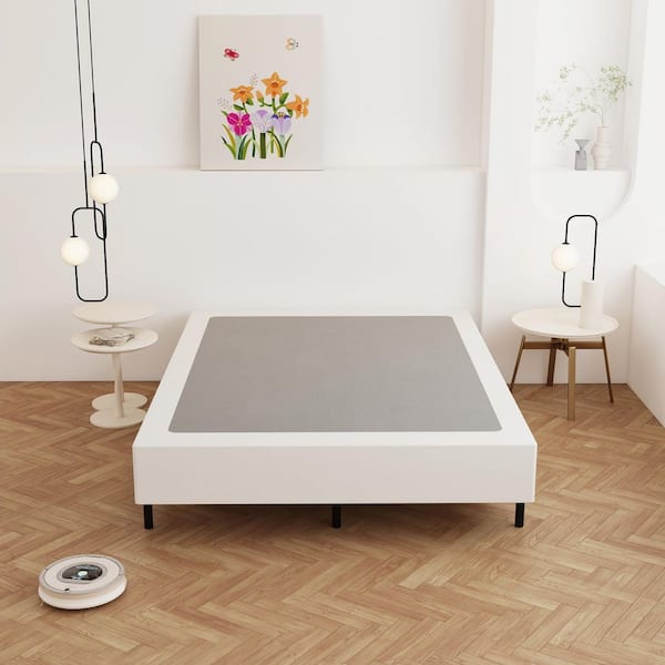 Heavy Duty Metal Queen Box Spring Bed Base with Fabric Cover, Easy Assembly, Noise Free