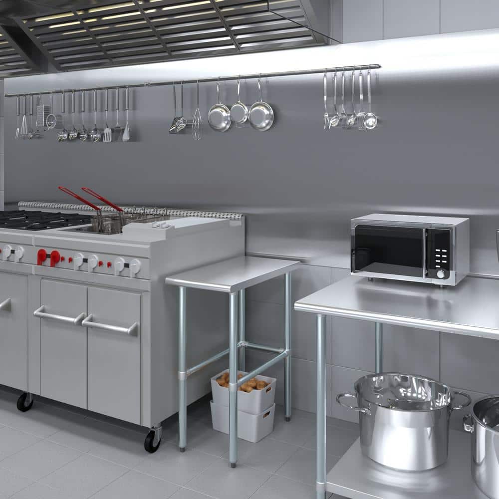 15" x 30" Stainless Steel Work Table with Galvanized Legs