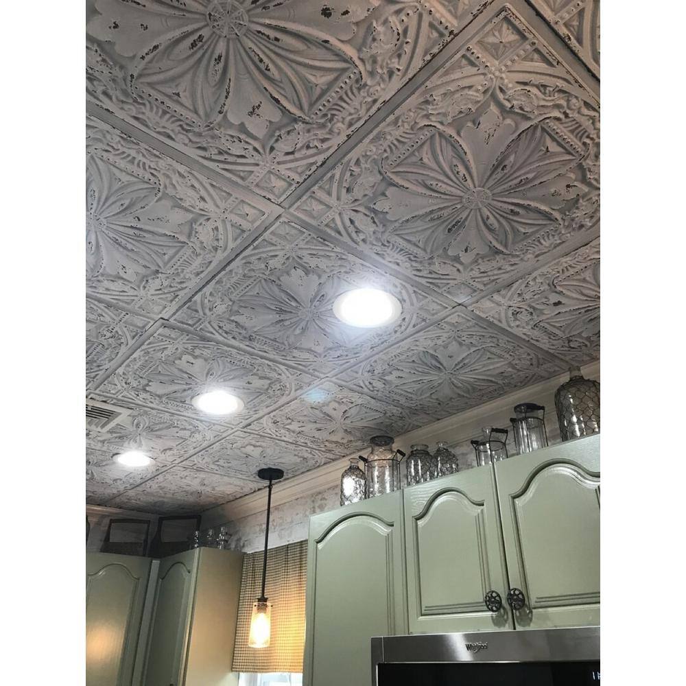 Milan 24'' White Textured PVC Ceiling Tile Set