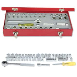 1/4 in. & 3/8 in. Drive 12-Point & 6-Point Standard & Metric Hand Socket & Accessories Set (40-Piece)