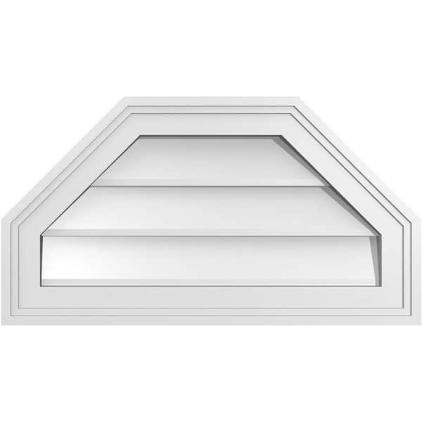 Ekena Millwork 22 in. x 12 in. Octagonal Top Surface Mount PVC Gable Vent: Decorative with Brickmould Frame