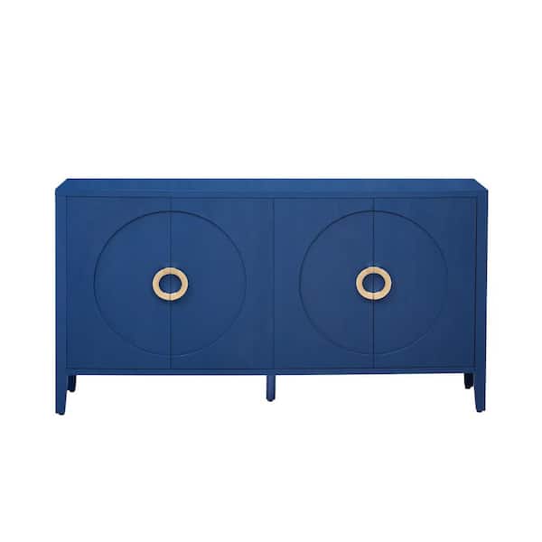 59.8 in. W x 15.7 in. D x 32 in. H Navy Blue Linen Cabinet with Textured Finish