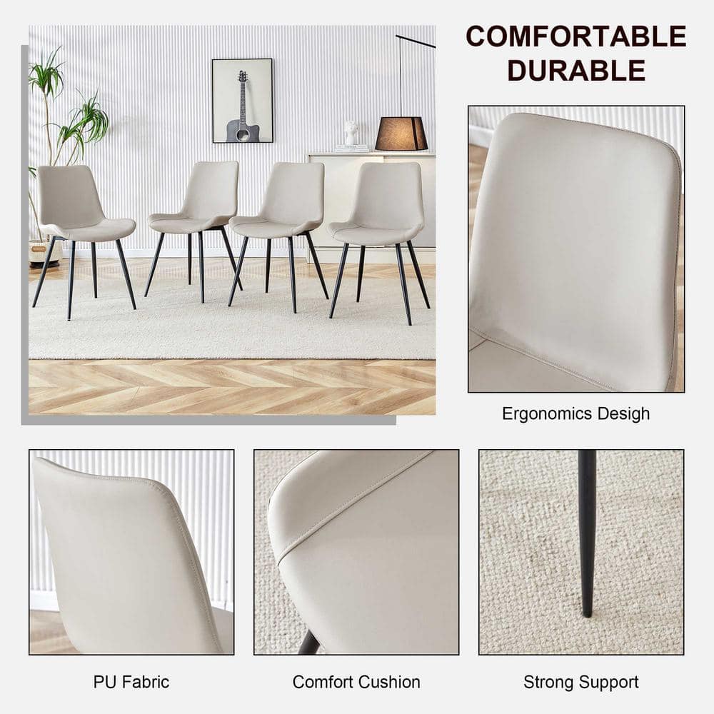 Light Gray Faux Leather High Back Side Chair with Metal Frame