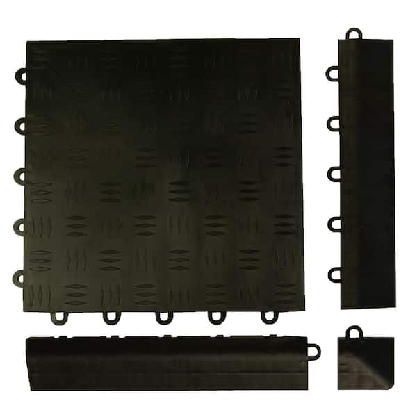BlockTile 12'' W x 12'' L Garage Flooring Tiles in Black