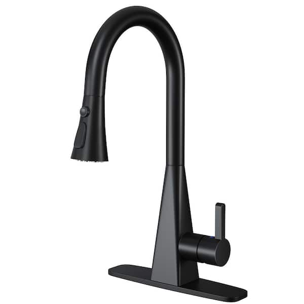 Touchless Single Handle 360° Swivel 16.9 in. Height Pull Down Sprayer Kitchen Faucet In Matte Black