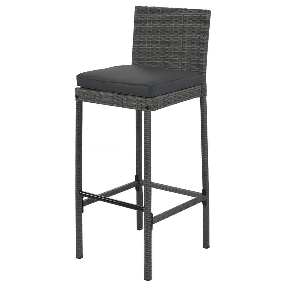 Gray 5-Piece Steel and Wood Bar Height Outdoor Dining Set