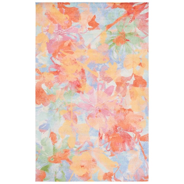 Florist 5 ft. x 8 ft. Yellow/Plum Floral Abstract Area Rug