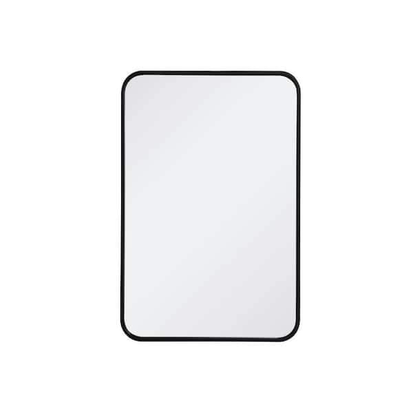 Unbranded Timeless Home 20 in. W x 30 in. H Modern Soft Corner Metal Rectangle Black Mirror