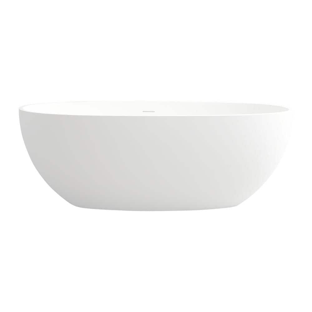61 in. x 29.5 in. Stone Resin Solid Surface Freestanding Soaking Bathtub with Center Drain and Overflow in White price history on PriceWatchPro