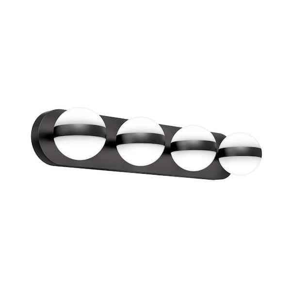 Artika Baldric 27 in. 4 Light Black Modern Integrated LED 3 CCT Vanity Light Bar for Bathroom