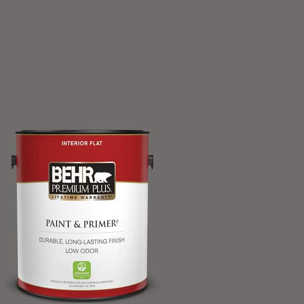 BEHR PREMIUM PLUS 1 gal. #780F-6 Dark Granite Flat Low Odor Interior Paint & Primer