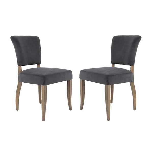 Benjara Gray and Brown Polyester Wooden Frame Dining Chair (Set of 2)