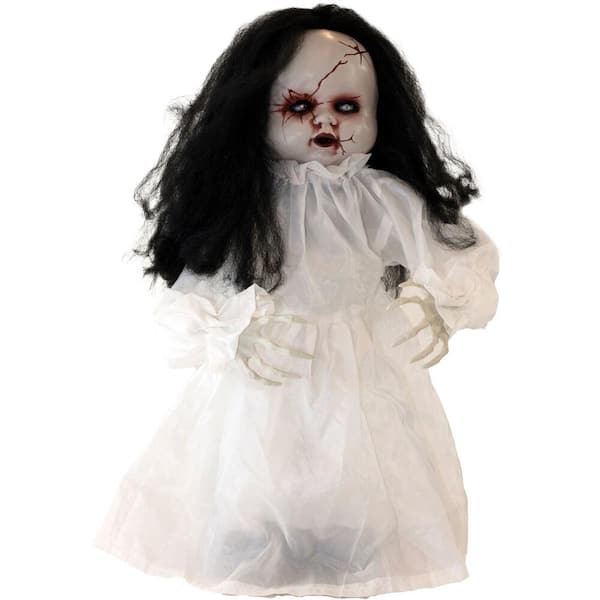 Haunted Hill Farm 24 in. Battery Operated Poseable Haunted Jumping Doll with Red LED Eyes Halloween Prop HHFJDOLL-1LSA - The Home Depot