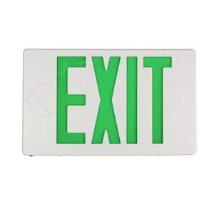 Rectangle Integrated LED White Exit Sign Green Ni-Cad 1.2-Volt Battery