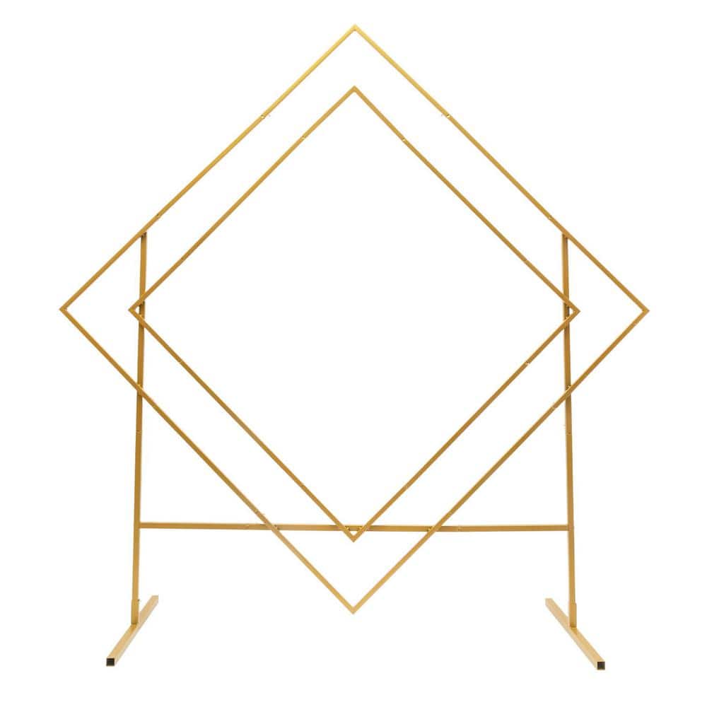 YIYIBYUS 81.9 in. x 78.8 in. Gold Metal Geometric Wedding Arch Balloon ...