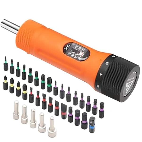 36-Piece Torque Screwdriver Wrench Set 1/4 in. Shank, 29 S2 Bits, 5-Drive Sockets, Adapter for Bike Repair and Mounting