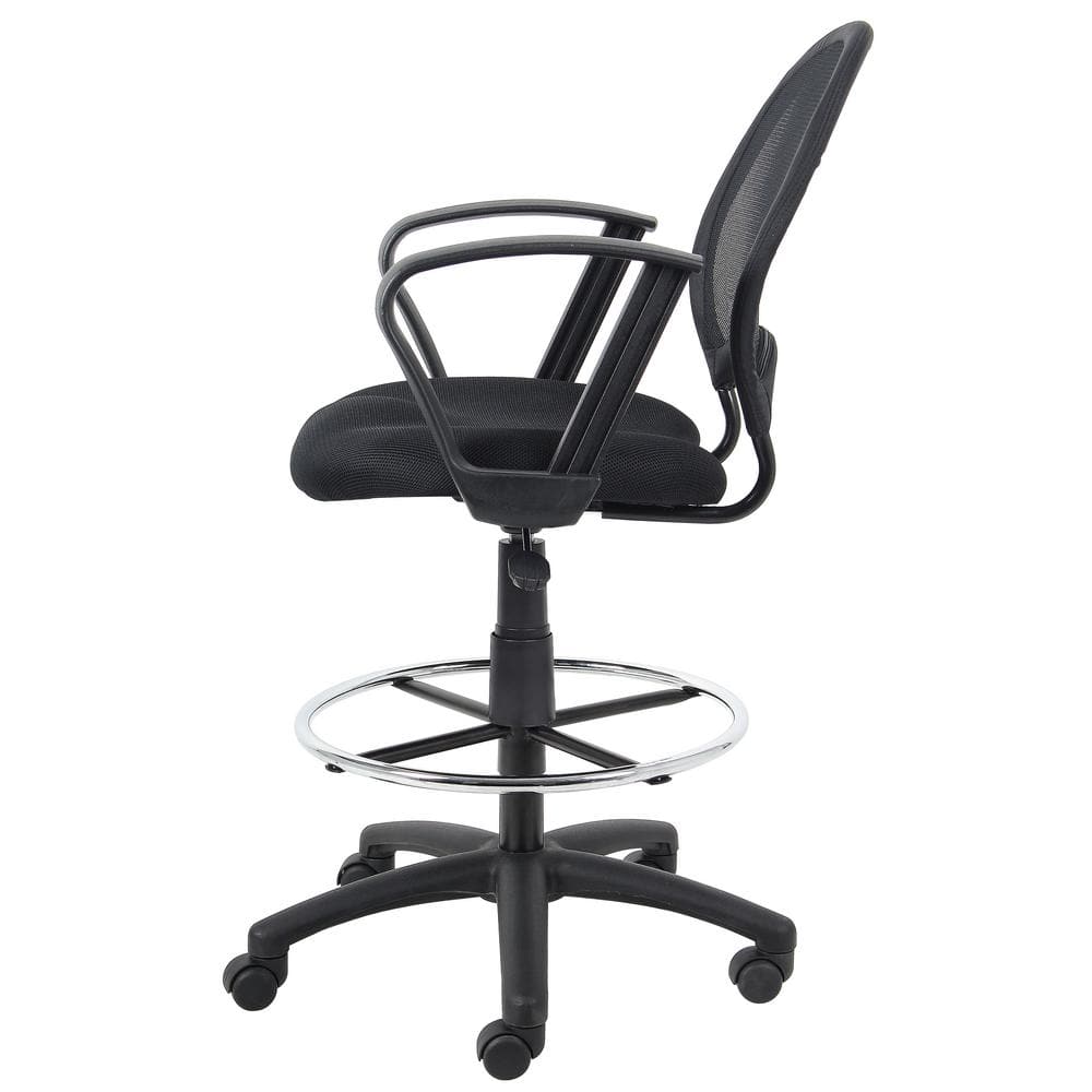 Black Mesh High Back Swivel Drafting Chair with Fixed Arms