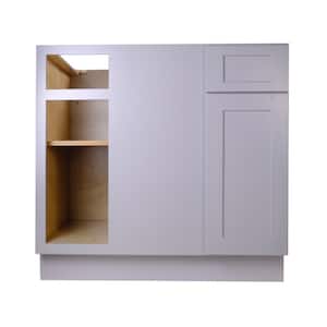 Bremen 36-in. W x 24-in. D x 34.5-in. H Gray Plywood Assembled Blind Corner Base Kitchen Cabinet with Soft Close
